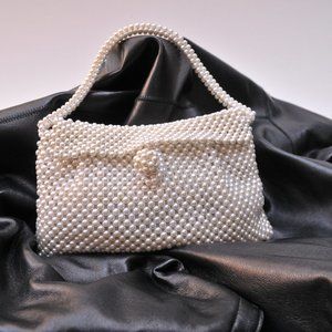 Vintage Pearl  Flap Evening Bag w/ Pearl Clasp